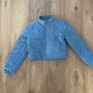 Beautiful Blue Ribbed/Lined zip up Corduroy Jacket with front pockets
